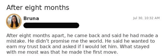 Conversation about him reaching out again