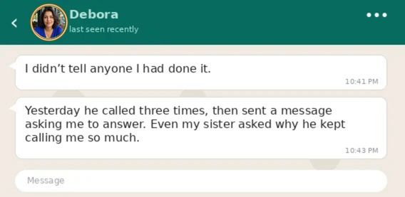 Story shared by a woman who placed both names in the Book